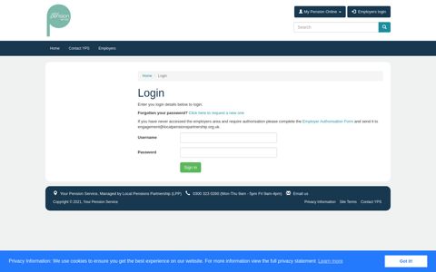 Login - Your Pension Service