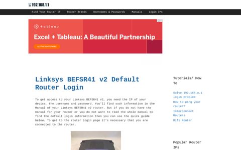 Linksys BEFSR41 v2 - Default login IP, default username ...