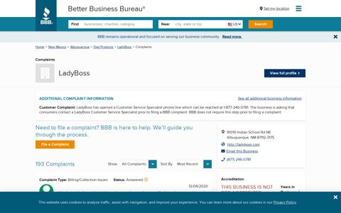 LadyBoss | Complaints | Better Business Bureau® Profile