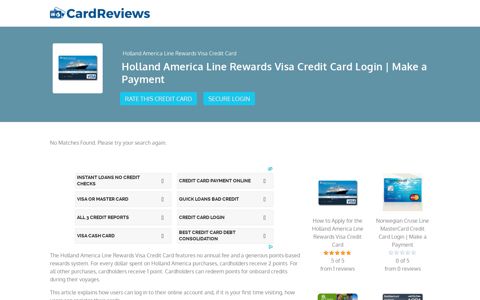 Holland America Line Rewards Visa Credit Card Login | Make ...