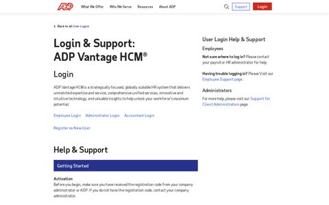 Login & Support | ADP Vantage HCM - ADP.com