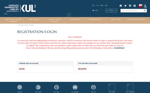 Registration/Login - Kandydat KUL