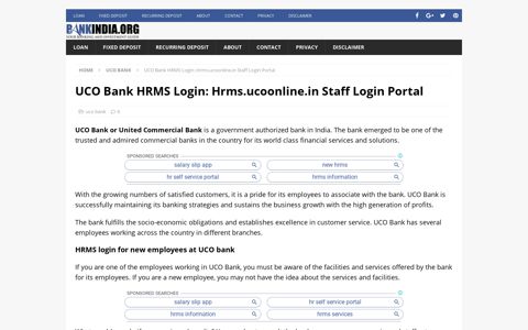 UCO Bank HRMS Login: Hrms.ucoonline.in Staff Login Portal