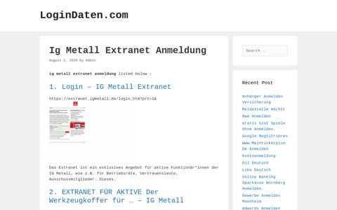 Ig Metall Extranet - Login - Ig Metall Extranet - LoginDaten.com