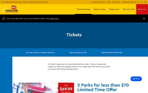 Theme Park and Water Park Tickets | Legoland Florida Resorts