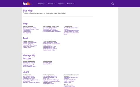 Sitemap | FedEx Australia