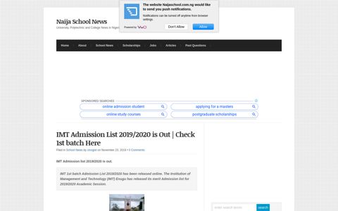 IMT Admission List 2019/2020 is Out | Check 1st batch Here ...