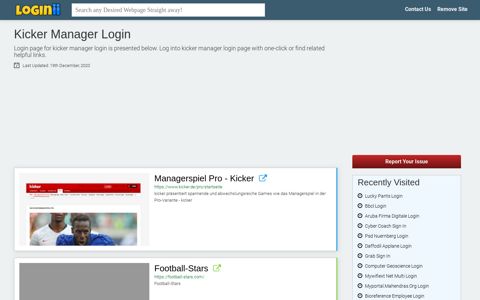 Kicker Manager Login - Loginii.com