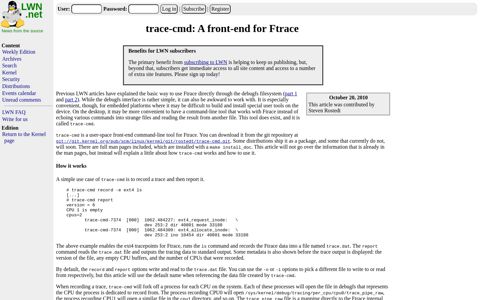 trace-cmd: A front-end for Ftrace [LWN.net]