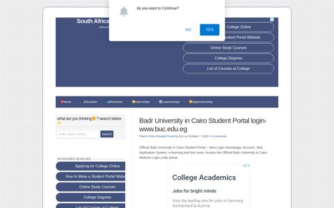 Badr University in Cairo Student Portal login-www.buc.edu.eg ...
