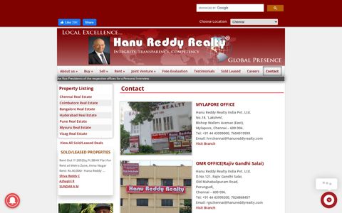 Real Estate | Contact - Hanu Reddy Realty