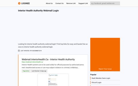 Interior Health Authority Webmail Login