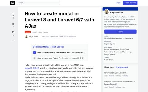 How to create modal in Laravel 8 and Laravel 6/7 with AJax ...