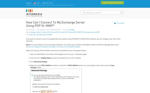 Exchange server via IMAP. - Intermedia Knowledge Base