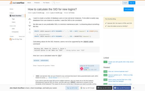 How to calculate the SID for new logins? - Stack Overflow