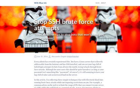 Stop SSH brute force attempts | With Blue Ink