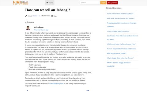 How can we sell on Jabong ? - Forums - Digicommerce