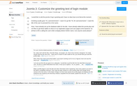 Joomla 3: Customize the greeting text of login module - Stack ...