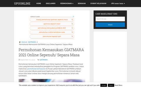 Permohonan Kemasukan GIATMARA 2021 Online Sepenuh ...