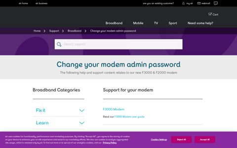 Support | Change Your Modem Admin Password | eir.ie