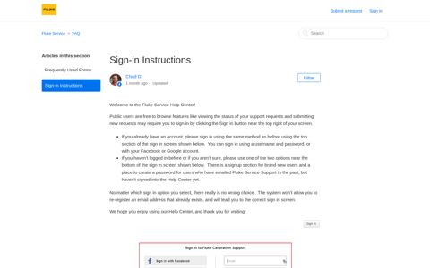 Sign-in Instructions – Fluke Service