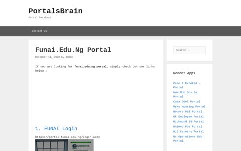 Funai.Edu.Ng - Funai Login - PortalsBrain - Portal Database
