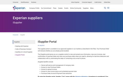 About Experian | Vendors and Suppliers | iSupplier