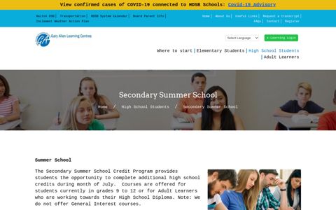 Secondary Summer School | Gary Allan Learning Centre