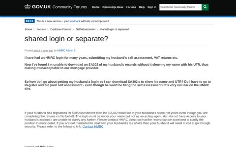 shared login or separate? - Community Forum - GOV.UK