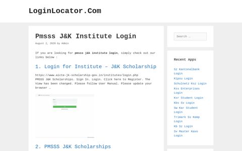 Pmsss J&K Institute Login - LoginLocator.Com