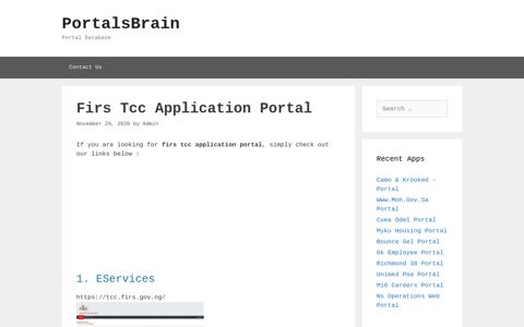 Firs Tcc Application - Eservices - PortalsBrain - Portal Database