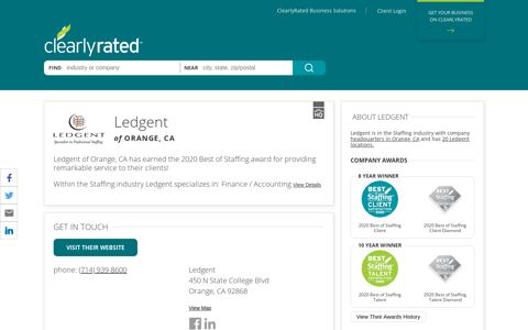 Ledgent reviews - Best of Staffing Winner - ClearlyRated