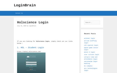 Holscience - Hol - Student Login - LoginBrain