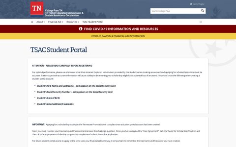 TSAC Student Portal - TN.gov