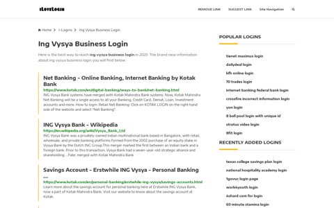 Ing Vysya Business Login ❤️ One Click Access - iLoveLogin