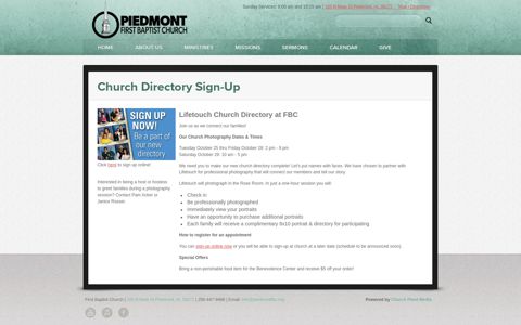 Church Directory Sign-Up - First Baptist Church: Piedmont, AL