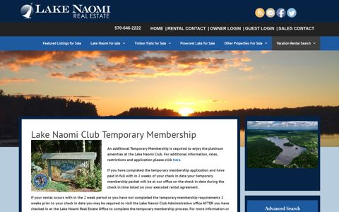 Lake Naomi Club Temporary Membership | Lake Naomi Real ...