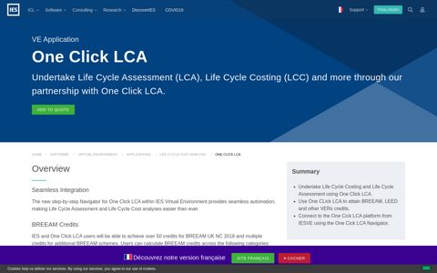 One Click LCA | Virtual Environment Applications | IES