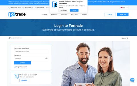Fortrade Log in - Trading account login - ready to trade