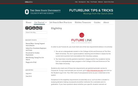 Eligibility | FutureLink Tips & Tricks - The Ohio State University