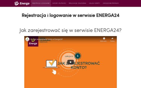 Rejestracja i logowanie - ENERGA24