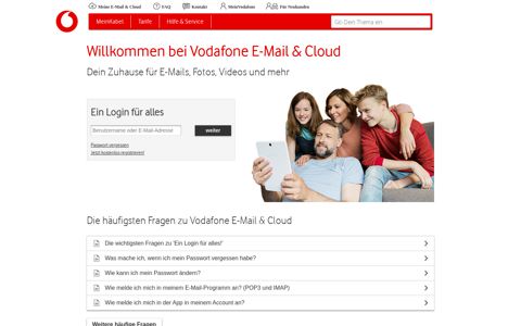 Vodafone E-Mail & Cloud - MeinKabel Kundenportal