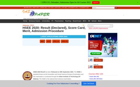 HSEE 2020: Result (Declared), Score Card, Merit, Admission ...