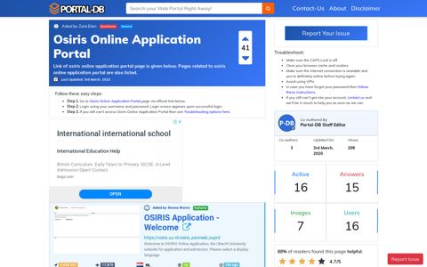 Osiris Online Application Portal