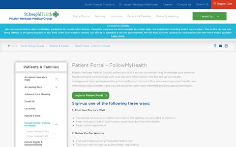 Patient Portal - Follow My Health | St. Joseph Heritage ...