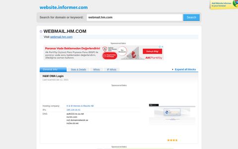 webmail.hm.com at WI. H&M OWA Login - Website Informer