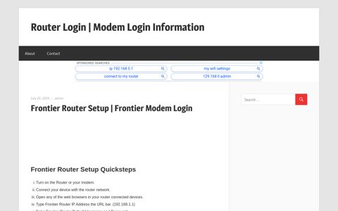 Frontier Router Login | MODEM SETUP, DEFAULT IP, Wi-Fi ...