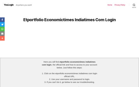 ▷ Etportfolio Economictimes Indiatimes Com Login - YouLogin