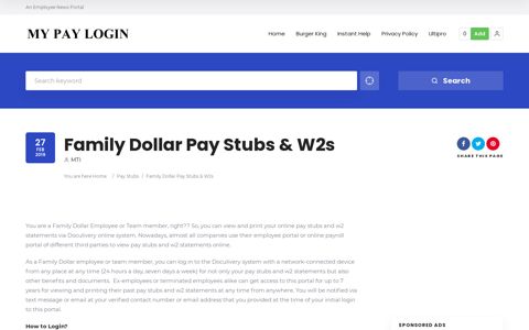 Family Dollar Pay Stubs & W2s | MY PAY LOGIN