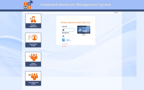 IUMS-Student Login - Integrated University Managment System